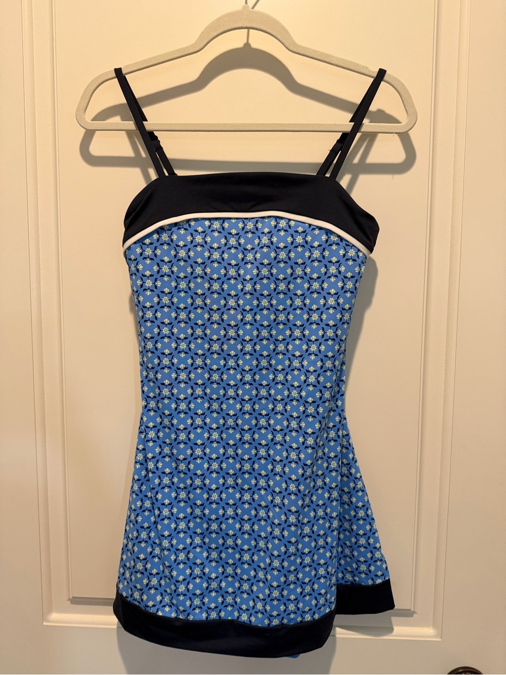 all in motion Blue Floral Swimdress with Black Trim